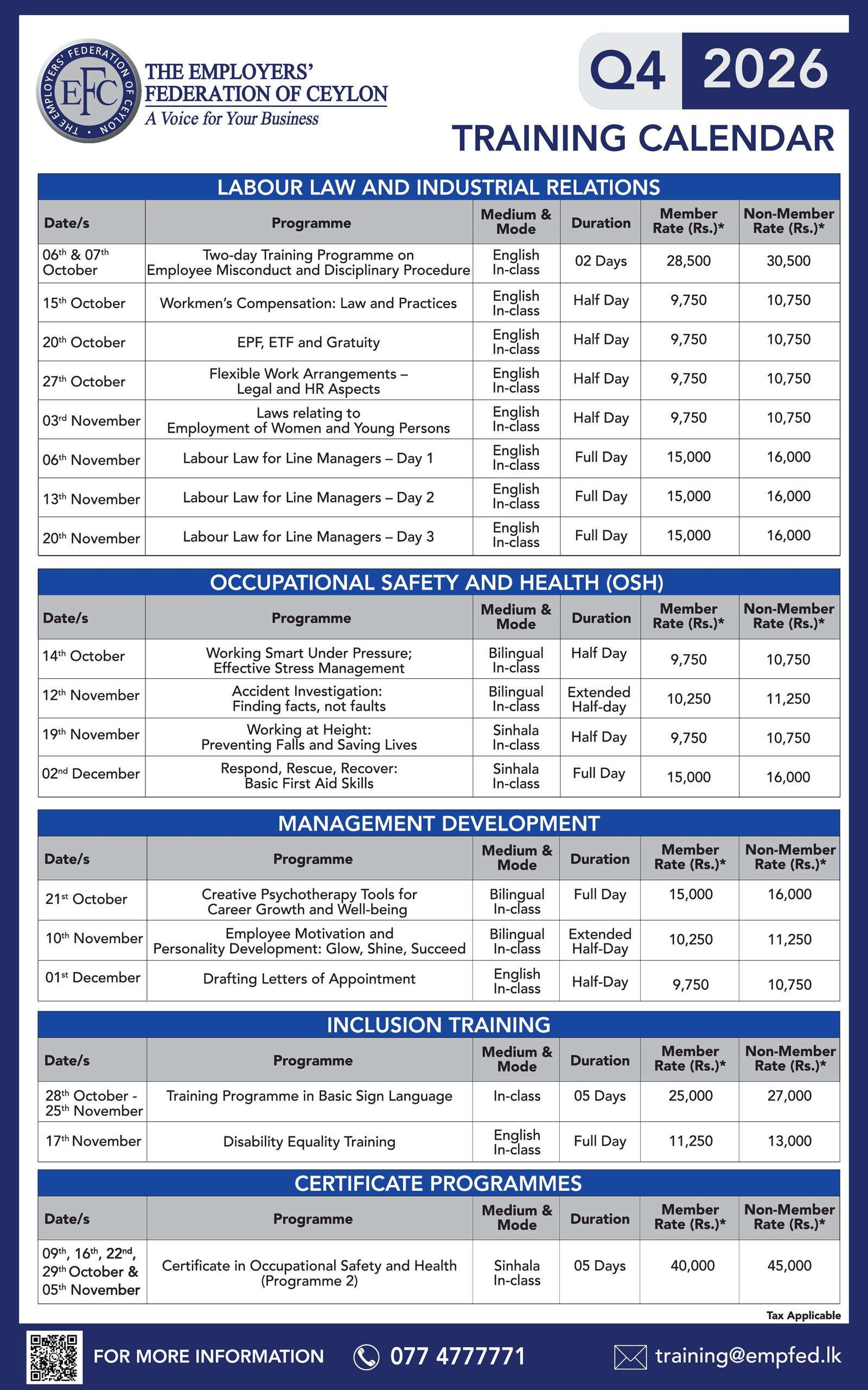 EFC Training Calendar Q4_2026